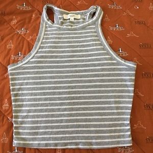 NWOT Grey Striped Crop Top